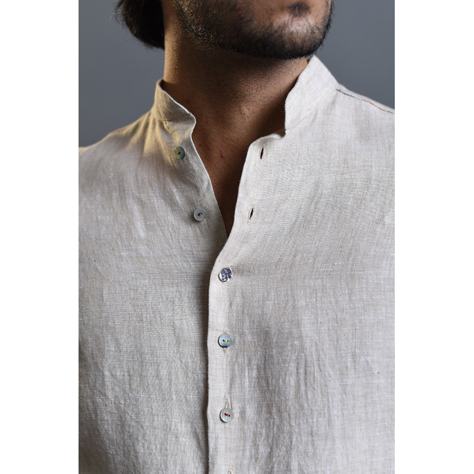 An Ode to the Mughals - Men's Casual 100% Linen Shirt