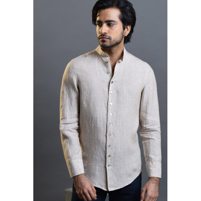 An Ode to the Mughals - Men's Casual 100% Linen Shirt